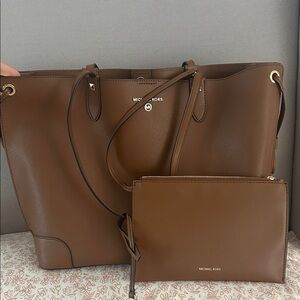 Michael Kors Chocolate Brown Tote and Pouch
